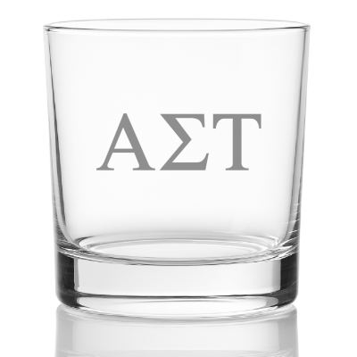 Custom Engraved Alpha Sigma Tau Rocks Glass - Personalized Whiskey Glasses - 2pcs