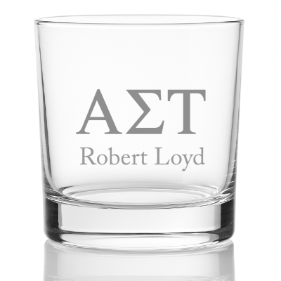 Custom Engraved Alpha Sigma Tau Rocks Glass - Personalized Whiskey Glasses - 2pcs