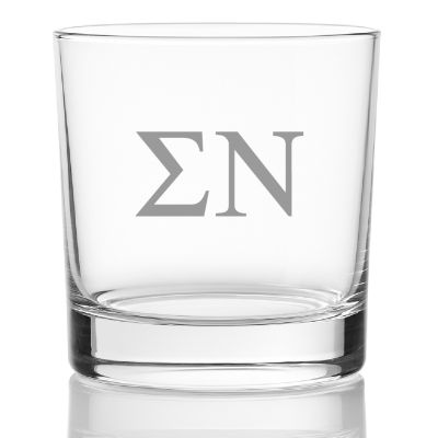 Custom Engraved Sigma Nu Rocks Glass - Personalized Whiskey Glasses - 2pcs