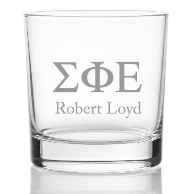 Custom Engraved Sigma Phi Epsilon Rocks Glass - Personalized Whiskey Glasses - 2pcs