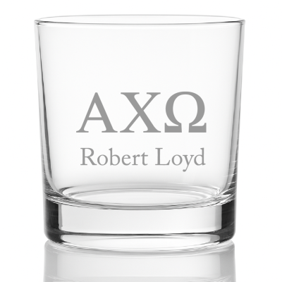Custom Engraved Alpha Chi Omega Rocks Glass - Personalized Whiskey Glasses - 2pcs