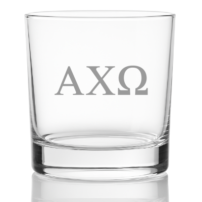 Custom Engraved Alpha Chi Omega Rocks Glass - Personalized Whiskey Glasses - 2pcs