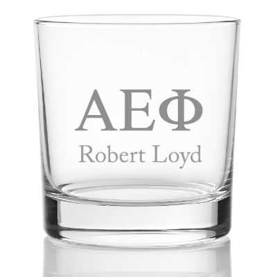 Custom Engraved Alpha Epsilon Phi Rocks Glass - Personalized Whiskey Glasses - 2pcs