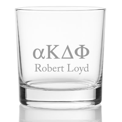 Custom Engraved Alpha Kappa Delta Phi Rocks Glass - Personalized Whiskey Glasses - 2pcs