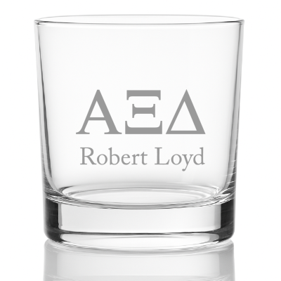 Custom Engraved Alpha Xi Delta Rocks Glass - Personalized Whiskey Glasses - 2pcs
