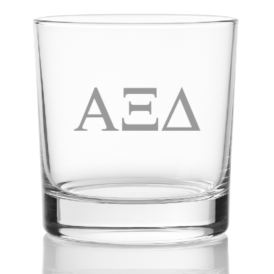 Custom Engraved Alpha Xi Delta Rocks Glass - Personalized Whiskey Glasses - 2pcs