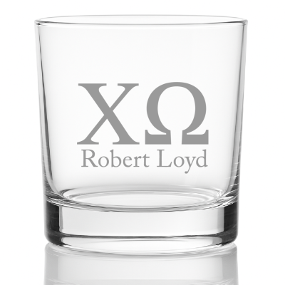 Custom Engraved Chi Omega Rocks Glass - Personalized Whiskey Glasses - 2pcs