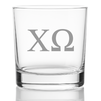 Custom Engraved Chi Omega Rocks Glass - Personalized Whiskey Glasses - 2pcs