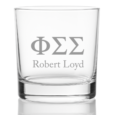 Custom Engraved Phi Sigma Sigma Rocks Glass - Personalized Whiskey Glasses - 2pcs