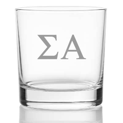 Custom Engraved Sigma Alpha Rocks Glass - Personalized Whiskey Glasses - 2pcs