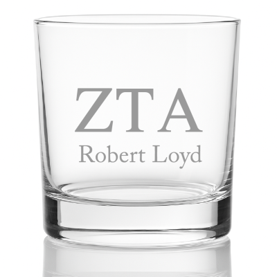 Custom Engraved Zeta Tau Alpha Rocks Glass - Personalized Whiskey Glasses - 2pcs