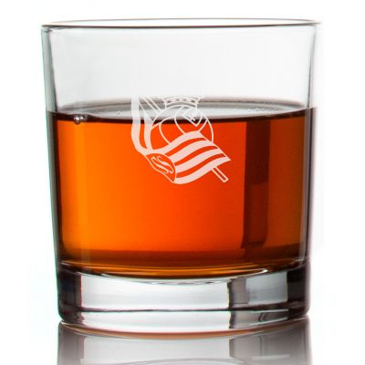 Engraved Real Sociedad Rocks Glass - La Liga Spain Football - Personalized Whiskey Glasses - Man Cave Gift Ideas - Gifts For Him - Soccer Fanatic - 2pcs