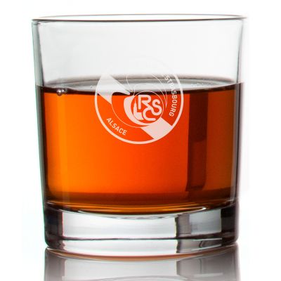 Engraved Racing Club de Strasbourg Rocks Glass - Ligue 1 France Football - Personalized Whiskey Glasses - Man Cave Gift Ideas - Gifts For Him - Soccer Fanatic - 2pcs