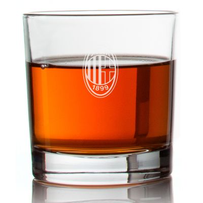 Engraved AC Milan Rocks Glass - Serie A League Italy Football - Personalized Whiskey Glasses - Man Cave Gift Ideas - Gifts For Him - Soccer Fanatic - 2pcs