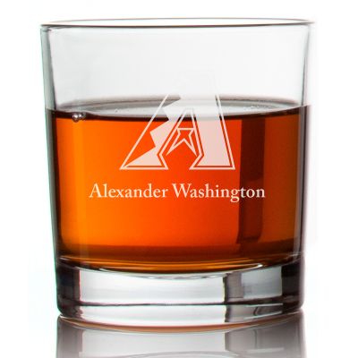 Engraved Arizona Diamondbacks Logo Rocks Glass - Major League Baseball- Personalized Whiskey Glasses - Man Cave Gift Ideas - Gifts For Him - Baseball Fanatic - 2pcs