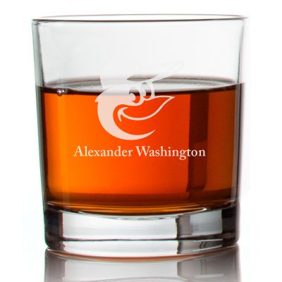 Engraved Baltimore Orioles Rocks Glass - Major League Baseball- Personalized Whiskey Glasses - Man Cave Gift Ideas - Gifts For Him - Baseball Fanatic - 2pcs