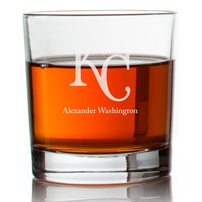 Engraved Kansas City Royals Insignia Rocks Glass - Major League Baseball- Personalized Whiskey Glasses - Man Cave Gift Ideas - Gifts For Him - Baseball Fanatic - 2pcs