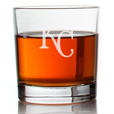 Engraved Kansas City Royals Insignia Rocks Glass - Major League Baseball- Personalized Whiskey Glasses - Man Cave Gift Ideas - Gifts For Him - Baseball Fanatic - 2pcs