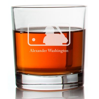 Engraved Major League Baseball Logo Rocks Glass - Major League Baseball- Personalized Whiskey Glasses - Man Cave Gift Ideas - Gifts For Him - Baseball Fanatic - 2pcs