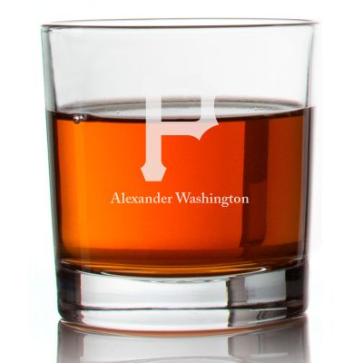 Engraved Pittsburgh Pirates Logo Rocks Glass - Major League Baseball- Personalized Whiskey Glasses - Man Cave Gift Ideas - Gifts For Him - Baseball Fanatic - 2pcs