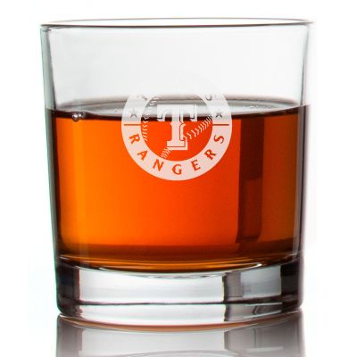 Engraved Texas Rangers Rocks Glass - Major League Baseball- Personalized Whiskey Glasses - Man Cave Gift Ideas - Gifts For Him - Baseball Fanatic - 2pcs