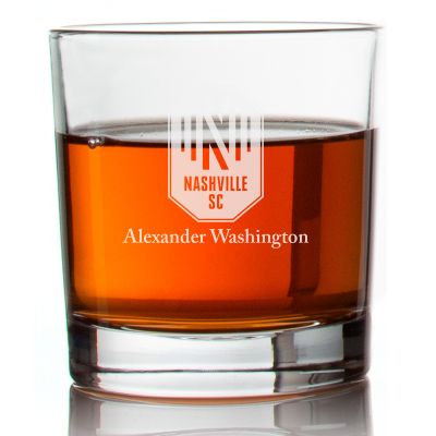 Engraved Nashville FC Rocks Glass - Major League Soccer - Personalized Whiskey Glasses - Man Cave Gift Ideas - Gifts For Him - Soccer Fanatic - 2pcs