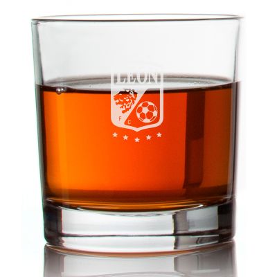 Engraved Club Leon Rocks Glass - Liga MX - Mexico Football - Personalized Whiskey Glasses - Man Cave Gift Ideas - Gifts For Him - Soccer Fanatic - 2pcs