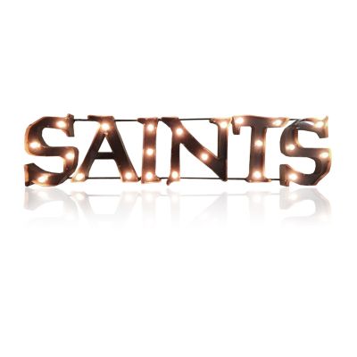 New Orleans Saints Recycled Metal Logo Lighted Sign