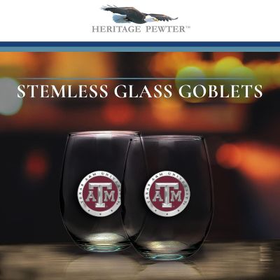 Texas A&M Stemless Wine Goblet 12oz Set of 2