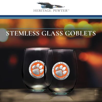 Clemson University Tigers - Stemless Wine Goblet 12oz Set of 2