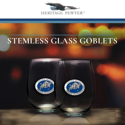 US Naval Academy Stemless Wine Goblet 12oz Set of 2