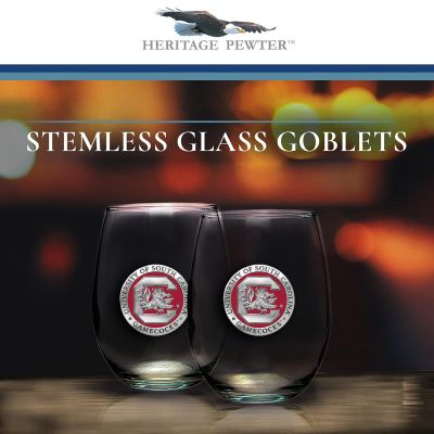 University of South Carolina Gamecocks - Stemless Wine Goblet 12oz Set of 2