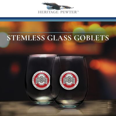 Ohio State Buckeyes - Stemless Wine Goblet 12oz Set of 2
