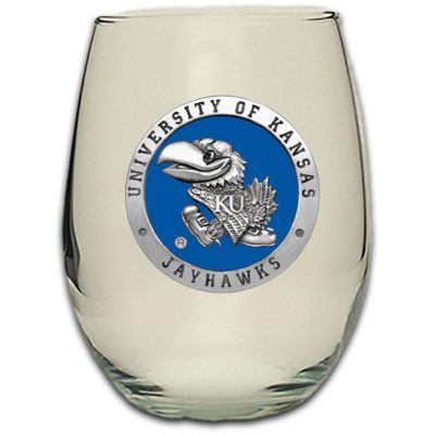 University of Kansas Jayhawks - Stemless Wine Goblet 12oz Set of 2
