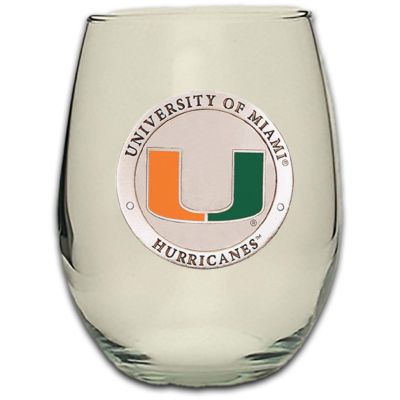 Miami Hurricanes - Stemless Wine Goblet 12oz Set of 2