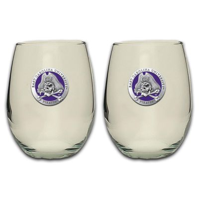 East Carolina University Pirates - Stemless Wine Goblet 12oz Set of 2