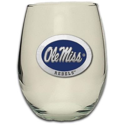 University of Mississippi - Ole Miss Blue - Stemless Wine Goblet 12oz Set of 2