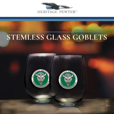Marshall Thundering Herd - Stemless Wine Goblet 12oz Set of 2