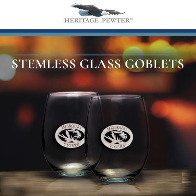 Missouri Tigers - Stemless Wine Goblet 12oz Set of 2