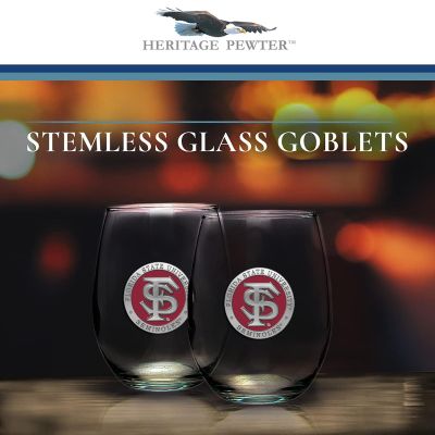 Florida State University - FS Logo - Stemless Wine Goblet 12oz Set of 2