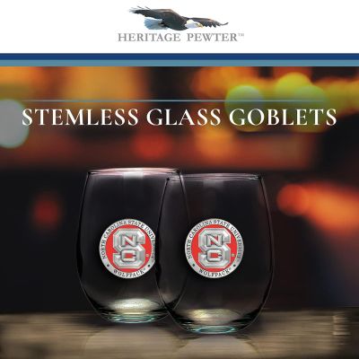 North Carolina State University Wolfpack - Stemless Wine Goblet 12oz Set of 2