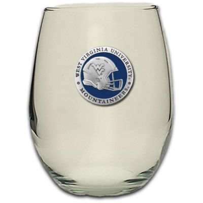 West Virginia University Mountaineers Helmet - Stemless Wine Goblet 12oz Set of 2