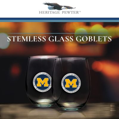 University of Michigan Wolverines - Stemless Wine Goblet 12oz Set of 2