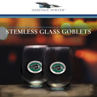 North Dakota State Bison - Stemless Wine Goblet 12oz Set of 2