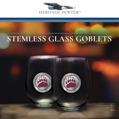 University of Montana Grizzlies - Stemless Wine Goblet 12oz Set of 2
