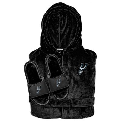 San Antonio Spurs Faux Fur Slide Sandals & Robe Bundle