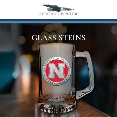 University of Nebraska Cornhuskers Super Beer Stein Glass