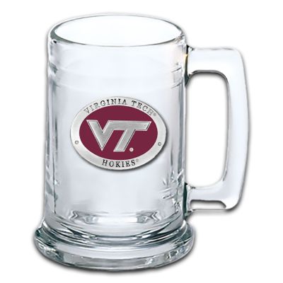 Virginia Tech VT Logo Beer Stein Glass