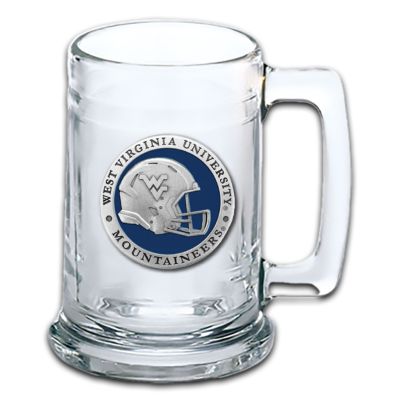 West Virginia University Mountaineers Helmet Beer Stein Glass