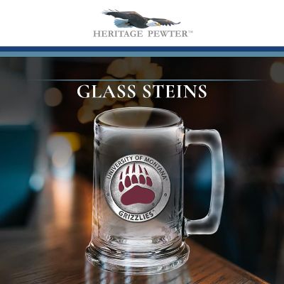 University of Montana Grizzlies Beer Stein Glass